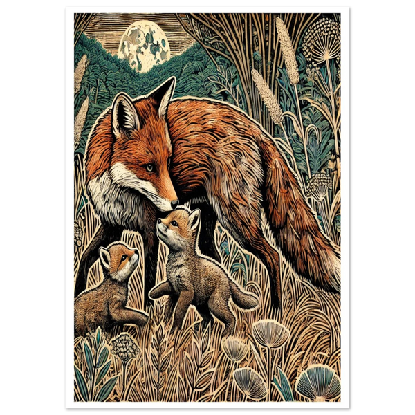 Fox Vixen with Cubs