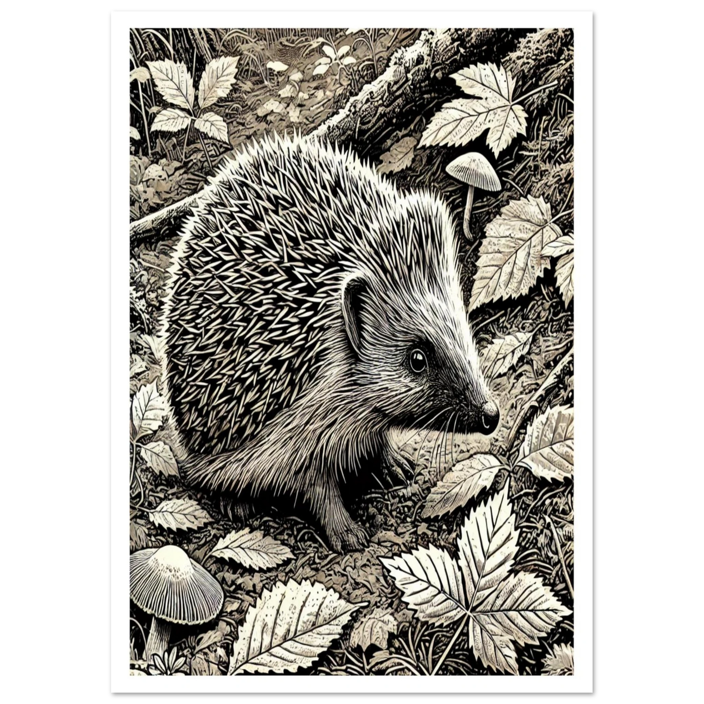 Autumn Hedgehog in leaves.