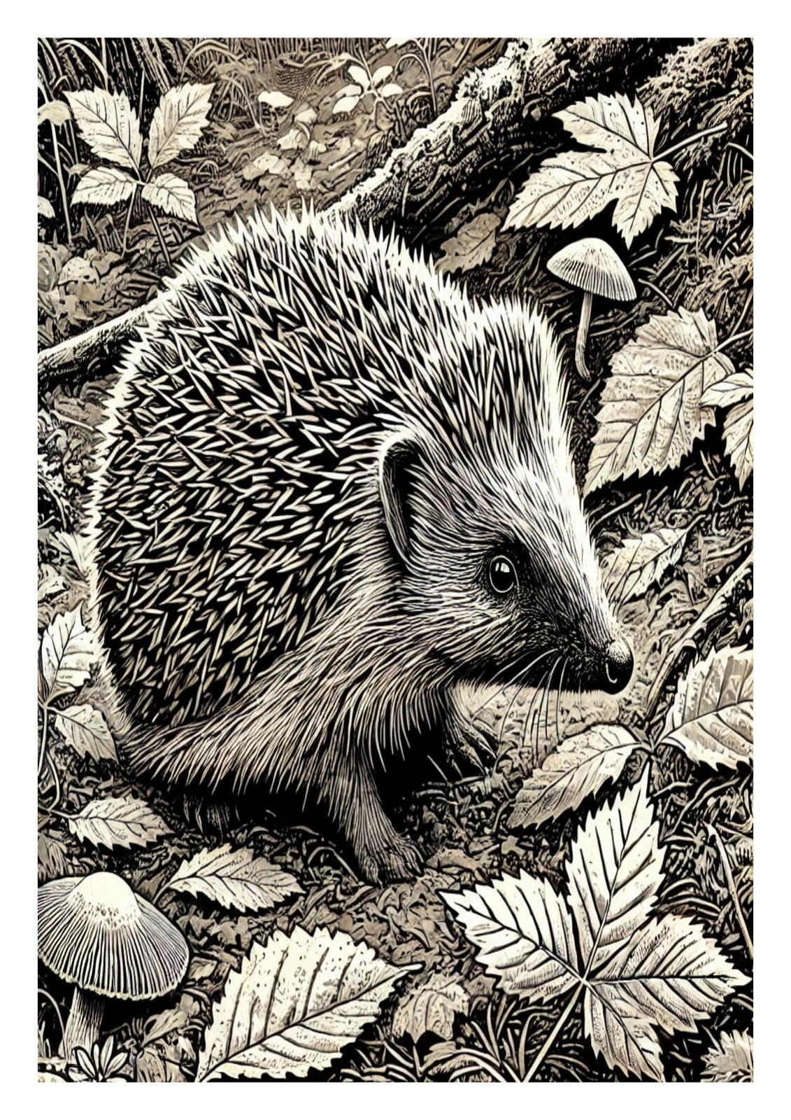 Autumn Hedgehog in leaves