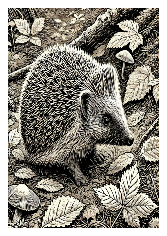 Autumn Hedgehog in leaves