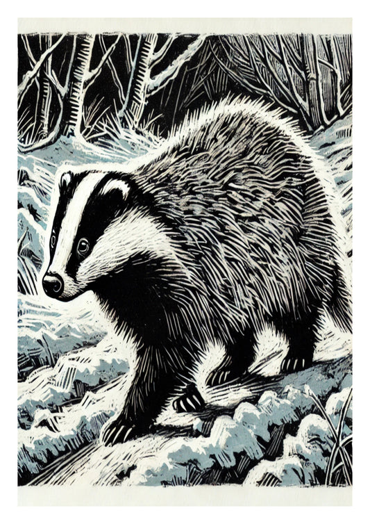 Badger in Snow