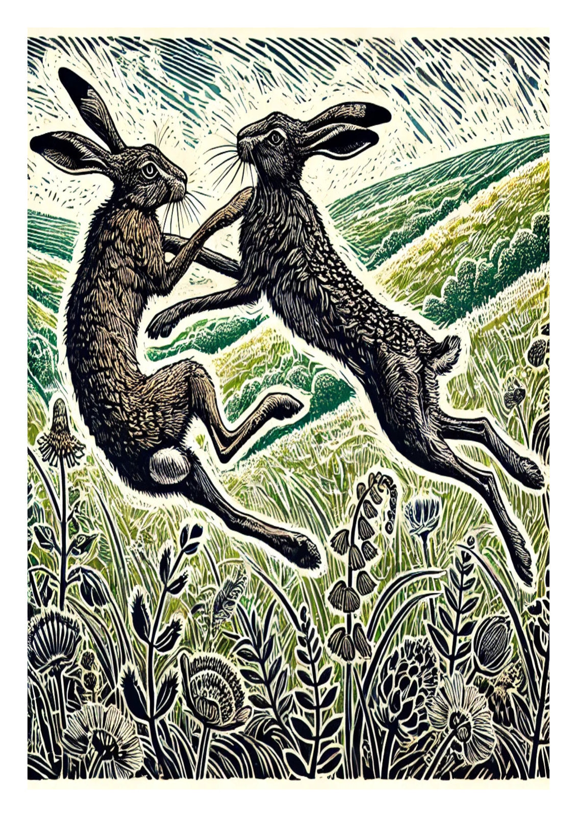 Brown Hares Boxing