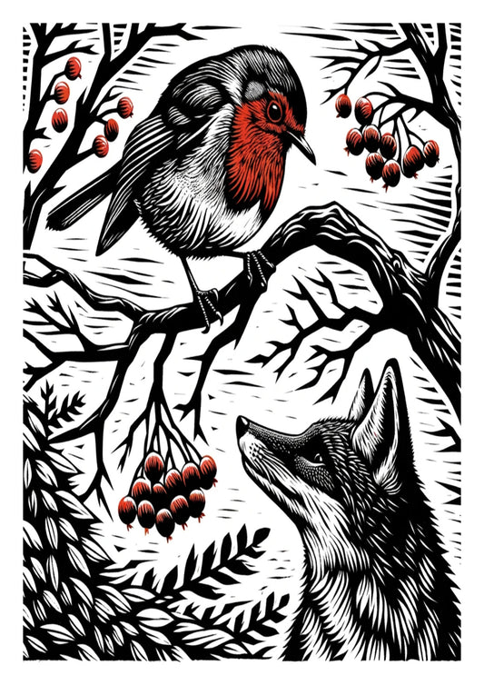 Robin and Fox Staring