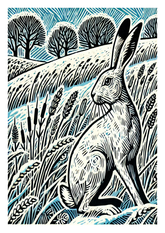 White Winter Hare in Snow